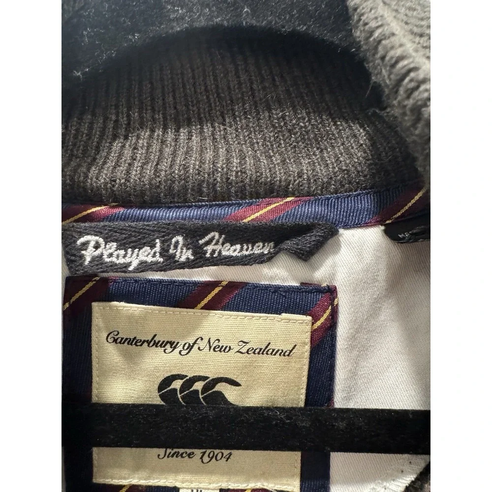 Canterbury of New Zealand Vintage Rugby Zippered Sweater Lambswool Size XL 90s